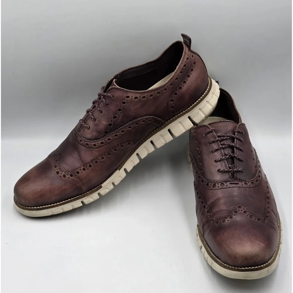 Cole Haan ZeroGrand Wingtip Oxford Dress Shoes British Tan C24970 Men's 13M